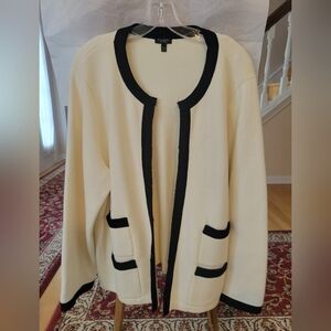 Talbots Ivory Cardigan with Black Accents